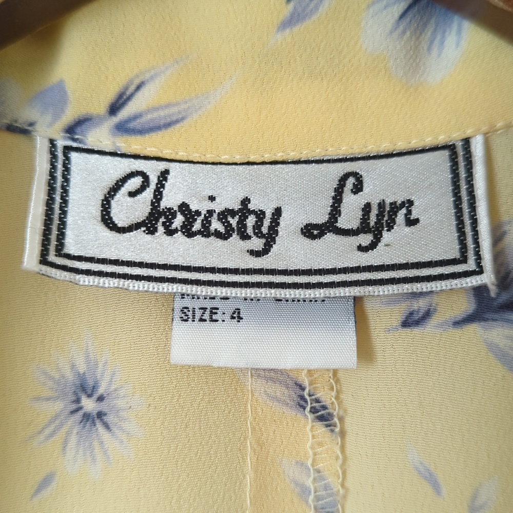 Christy Lyn 90's Vintage Floral Short Sleeve Button Front Midi Dress Yellow 4 - Picture 5 of 14